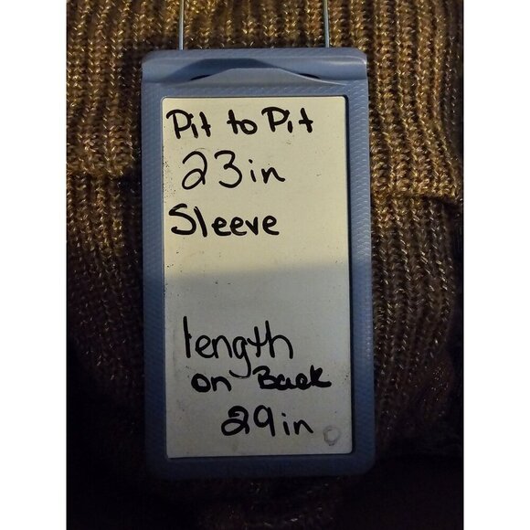 Worthington Woman Open Front Cardigan Knit Sweater Tan & Metallic Gold Size XL - Picture 3 of 10